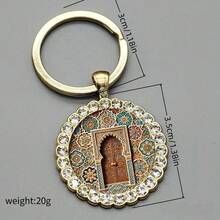 1PC Floral Gate Pattern Round Alloy Keychain, Fashion Bag & Car Accessory, Birthday Thanksgiving Christmas Gift For Men Women - Gold - View 5