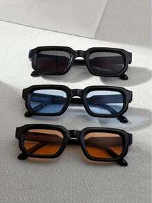 Summer Vintage Men's 3 Pieces Eyewear Set, Square Small Frame, Suitable For Summer Daily Wear And Photography - Multicolor - View 1