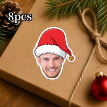 8/20/40/15/30/60pc Custom Christmas Face Stickers, Personalized Photo Santa Elf Reindeer Tree Hat Styles Labels , Holiday Gift Wrap Decor For Cups Envelopes Notebooks Cards, Holiday Party Favors,Christmas Gift - Multicolor - View 11
