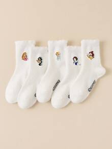 Disney Princess Socks 1/5/10 Grils Warm Fluffy Socks, Soft Fuzzy Cozy Mid-Calf Socks, Breathable Plush Lining Sleep Socks For Cold Weather - Multicolor - View 16