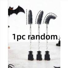 Random Pattern 5/3/1pc Halloween Theme Eyelash Glue Applicator, Crystal Stem Eyelash Brush, Spiral Stem Eyelash Brush, Eyebrow Brush. Multiple Halloween Theme Patterns. Used For Grooming And Styling, Eyelash Brush. - Multicolor - View 8