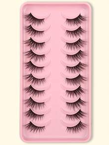 10 Pairs Half Lash Extensions Natural Style Outer Corner Lengthening - Black - View 1
