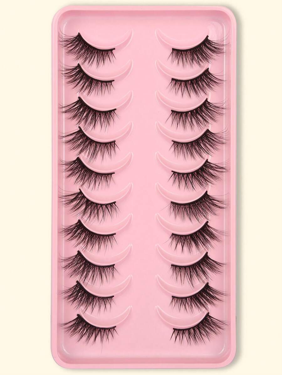 10 Pairs Half Lash Extensions Natural Style Outer Corner Lengthening - Black - View 1