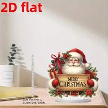 1pc 2D Printed Acrylic "Merry Christmas" Desktop Decor, Bohemian Style Christmas Themed Ornament - Perfect For Home Living Room, Bedroom, Office - C - View 6