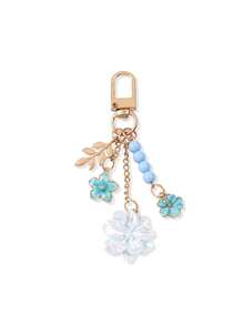 1pc Colorful Large And Small Flower & Leaf Beaded Keychain, Gentle & Exquisite Style Fashion Phone/Bag Charm, Gift For Family And Friends - Multicolor - View 12
