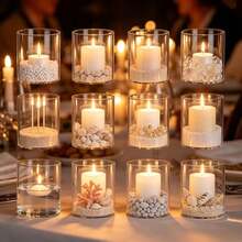 2/4/6/12pcs-Home Decor Glass Candle Holders, Two Size Options Transparent Windproof Candle Jars, Suitable For Table Centerpiece, Wedding, Christmas, Halloween Decoration, Can Also Be Used As Glass Vases - View 10