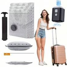 4件組真空收納袋套組,小號、中號、大號尺寸,附手動幫浦,加厚材質,適合旅行與行李收納,適用於床上用品、各種衣物、搬家收納、季節性收納,超省空間,3種尺寸組合,萬聖節、聖誕節物品壓縮袋 - 4件裝附贈1個藍色手動泵 - 查看 10