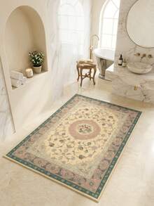1 tấm thảm trải sàn hình chữ nhật họa tiết hoa cổ điển phong cách châu Âu, giả cashmere, mềm, giặt máy được, trang trí phòng khách phòng ngủ gia đình, dùng cho mọi mùa, phong cách thẩm mỹ - Nhiều màu - Xem 7
