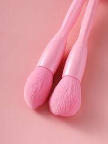 11 Pcs Total Makeup Brush Kit, 10 Pcs Pink Makeup Brushes, 1 Pc Pink Storage Bag. Fluffy Soft Bristles Pick Powder Evenly, Help Users Create Gentle And Natural Daily Makeup Look Easily - Pink - View 4