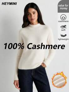 HEYMINI 100% Cashmere, Women's Soft & Comfortable Cashmere Sweater, Long Sleeve Regular Fit Knit Pullover, Autumn/Winter Fashion - White - View 1