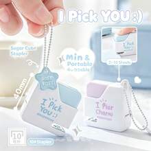 1pc RosyPosy Soft Design Sugar Cube Mini Stapler, Exquisite Pendant Style Portable Stapler For Girls - A - View 1