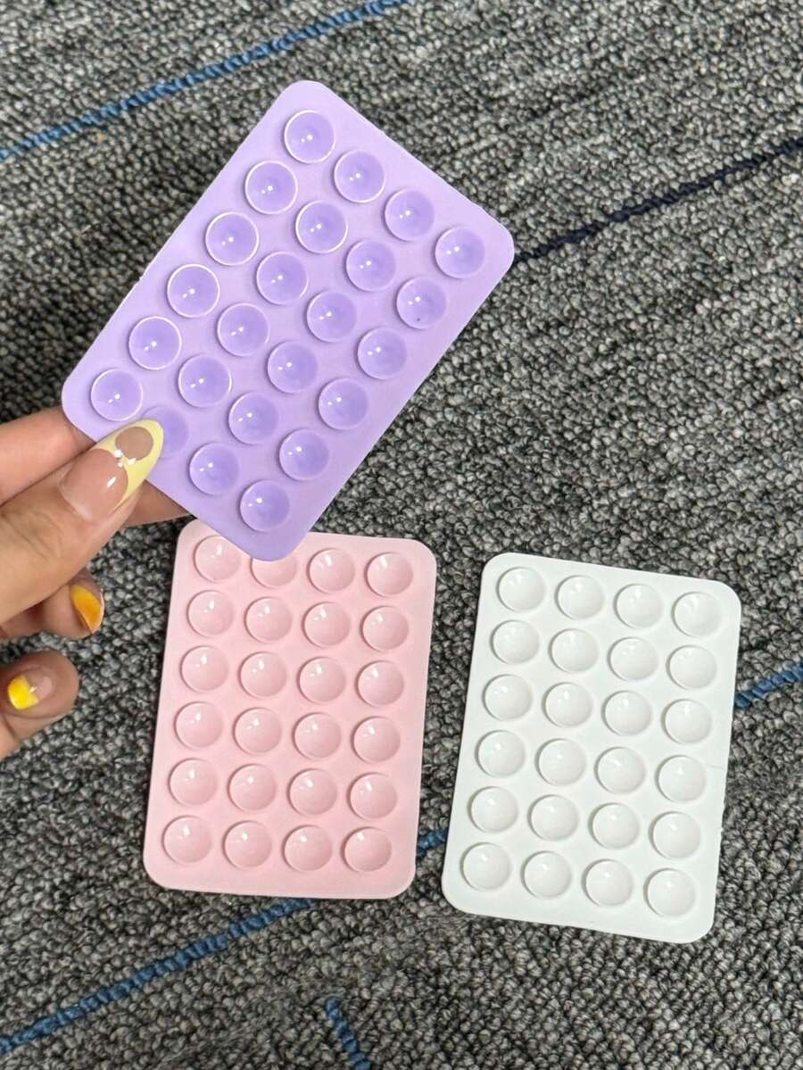 3pcs Silicone Suction Cup Phone Stickers, Strong Adhesion, Firmly Attach To Various Smooth Surfaces; Self-Adhesive, Washable And Reusable, Multifunctional Phone Stand Function, Compatible With All Phone Models