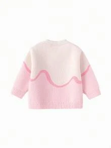 Balabala Baby Knitted Pullover Sweater, Soft And Comfortable Casual Top, Suitable For Baby Boys And Girls Winter Daily Wear - Pink - View 5
