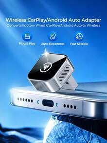 REMAX Adaptor CarPlay & Android Auto Nirkabel 2-in-1, Mengubah CarPlay/Android Auto Berkabel Menjadi Nirkabel, Pasang dan Mainkan, Terhubung Kembali Otomatis, Koneksi Cepat dan Stabil, USB-A dengan Adaptor USB-C, Aksesori Mobil, Perlengkapan Mobil, Perlengkapan Otomotif - KY-4283 - View 1