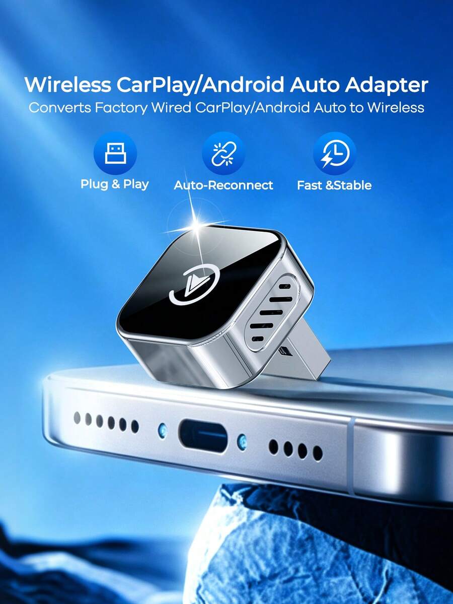 REMAX Adaptor CarPlay & Android Auto Nirkabel 2-in-1, Mengubah CarPlay/Android Auto Berkabel Menjadi Nirkabel, Pasang dan Mainkan, Terhubung Kembali Otomatis, Koneksi Cepat dan Stabil, USB-A dengan Adaptor USB-C, Aksesori Mobil, Perlengkapan Mobil, Perlengkapan Otomotif - KY-4283 - View 1