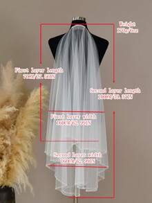 Handmade Beaded Wavy Lace Double Layer Veil, Simple Ethereal Bridal Wedding Styling Veil - Multicolor - View 8