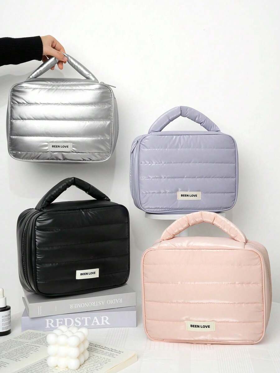 1 buah Tas Kosmetik Minimalis Mengkilap Berbahan Busa Gaya Y2K, Kapasitas Besar, Desain Dapat Dilepas, Dapat Menyimpan Kabel Data, Parfum, Aksesoris Digital (Seperti Kabel Data, Mouse, Earphone, dll.), Unisex - MultiWarna - View 1