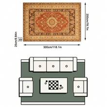 1 Buah Karpet Area Motif Bunga Klasik Oranye Cokelat Krem, Gaya Vintage Timur Tengah, Bahan Imitasi Kasmir, Bentuk Persegi Panjang Simetris, Dapat Dicuci dengan Mesin, Cocok untuk Ruang Tamu, Kamar Tidur, Dekorasi Rumah Sehari-hari, Dekorasi Rumah Estetis - MultiWarna - View 12