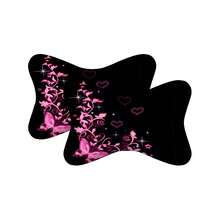 1pc/2pcs Car Headrest Pillow Butterfly Heart Print, Practical And Decorative, Made Of Polyester And Polypropylene Fiber, Car Neck Pillow, Car Interior Accessory, All-Season Bone-Shaped Cushion - Headrest - View 9