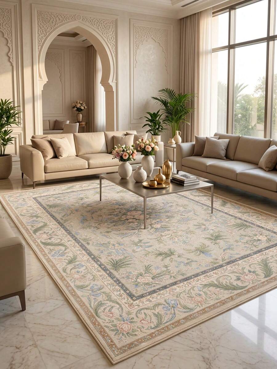 1 Buah Karpet Area Motif Bunga Vintage Bahan Kasmir Imitasi, Dapat Dicuci dengan Mesin, Gaya Pedesaan Eropa, Karpet Persegi Panjang Lembut, Dekorasi Rumah Ruang Tamu dan Kamar Tidur, Dapat Digunakan Sepanjang Musim, Dekorasi Rumah yang Estetis - MultiWarna - View 1