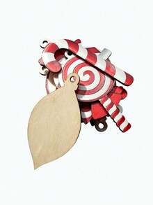 24pcs Candy Cane Christmas Hanging Ornaments, Christmas Tree Pendant Set- Red White Wood Candy Hanging Ornaments,Christmas Deco,Room Decor,Home Decor,Office Holiday Party Decor,Christmas Gift Box Decoration Tags,Window Display,Holiday Photo Props - Pendant - View 8