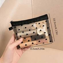 Transparent Mesh Cosmetic Bag, Fashionable Portable Square Black Mesh Pouch, Flat Toiletry Storage Bag - Multicolor - View 5