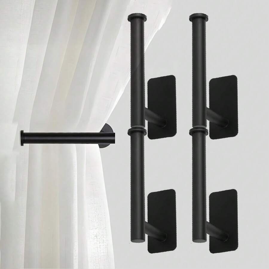 2pcs Metal Curtain Holdback Hooks, Self-Adhesive Curtain Pull Cord Hooks, Curtain Hangers, Hole-Free Curtain Clips, Suitable For Windows And Doors, Multipurpose Household Hooks