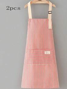 Apron - Simple & Fashionable Kitchen Cooking Working Apron, Stripe Pattern, Anti-Oil For Household - Multicolor - View 20