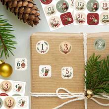 96pcs/4sheets Christmas Advent Calendar Stickers, 1-24 Number Stickers With Festive Designs - Holiday Countdown Labels Stickers For Gift Wrapping, Envelope Seals & Party Decoration - Multicolor - View 3
