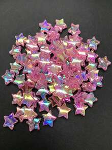 100pcs 10mm Colorful Acrylic Loose Beads, Shiny Star-Shaped Beads For Jewelry, Bracelets, Necklaces And Glittery Accessories - AB Iridescent Star - View 9