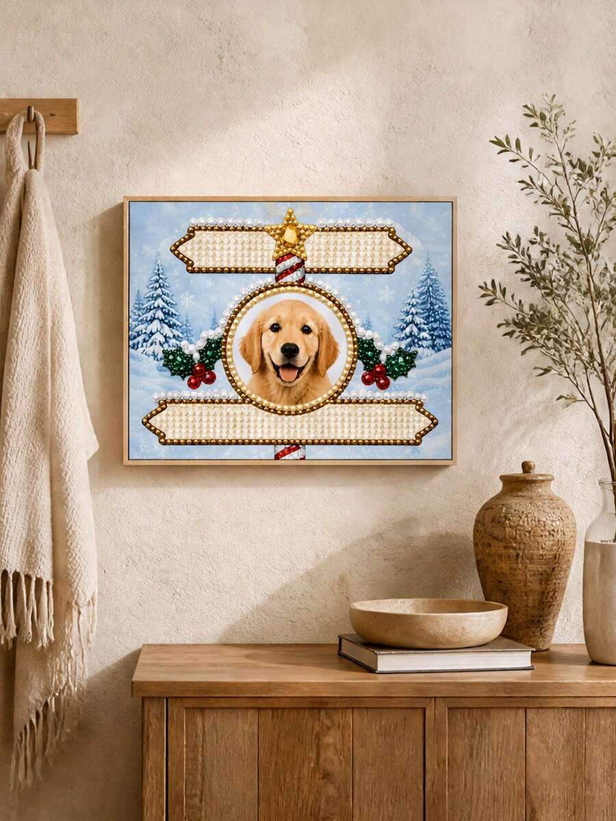 1PC Customized Diamond Canvas Painting, DIY Pearl Painting, DIY Diamond Painting, DIY Photo, Wall Art For Bathroom, Bedroom, Office, Living Room, Personalized Photo, Cartoon, Movie, Pet, Wedding, Landscape And Anniversary Wall Decor, Frameless Home Decoration, Valentine's Day Decor, Family, Friends, Birthday Gift, Aesthetic Home, Warm Atmosphere, Suitable For Home - White - View 1