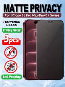 ZYONS 3pcs/Set Matte Anti-Spy Screen Protector, Compatible With IPhone 17 Pro Max, Air 17, 16 Pro Max, 16 Pro, 16 Plus, 16E, 16, 15 Pro Max, 14 Pro Max, 13 Mini, 12, 11, XS Max, XR, 8 Plus, 7 Plus Series, Fit With Phone Cases - 3pcs Matte Privacy - View 11