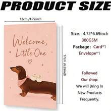 1/3 Pcs Greeting Cardcute Dachshund Greeting Card For New Arrival Celebration And Baby Shower Gift For Friends And Family Greeting Card - Multicolor - View 7