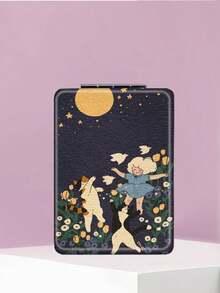 1PC Ins Illustration Series Portable Vanity Mirror, Foldable Lightweight Ultra-Thin Convenient Hand Mirror, Durable PU Leather, Suitable For Multiple Scenarios And All People, Rectangular Mirror, Pocket Mirror, Cartoon Portrait, Cat, Pumpkin, Flower Pattern Design, Exquisite And Delicate, Reliable Foldable Structure, Drop-Resistant, Easy To Carry, Handheld Makeup Mirror, 180° Flip Cover, Multi-Functional Mini Mirror, Compact Mirror, Mirrors, Daily, Holiday, Birthday, Valentine's Day - Multicolor - View 6