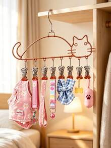 1 buah Rak Jemuran Pakaian Hewan Peliharaan Berbentuk Kucing dengan Klip - Rak Penyimpanan Gantung Multi-Klip, Cocok untuk Pakaian Anjing dan Kucing Kecil, Sweater, Gaun, Syal, Pita, Pajangan Toko Hewan Peliharaan dan Perlengkapan Perawatan di Rumah, Aksesoris Anjing, Perlengkapan Kucing - MultiWarna - View 6