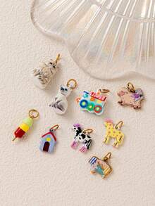 1pc Beautiful Farm Animal Resin Charm Bulk, Multiple Cute Mini Pendant Charms With Cat, Cow, Horse, Sheep Patterns, With Jump Rings, DIY Jewelry Making Accessories, Perfect For Bracelets, Necklaces, Earrings, Keychains And Handmade Gifts - Multicolor - View 4