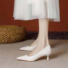 Women's PU Material High Heel Stiletto Formal Shoes, Soft Shoes - Beige - View 4