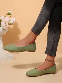 Sepatu Slip-On Kasual Warna Polos Ukuran Besar untuk Wanita, Cocok untuk Aktivitas Luar Ruangan Musim Panas - hijau rumput - View 6