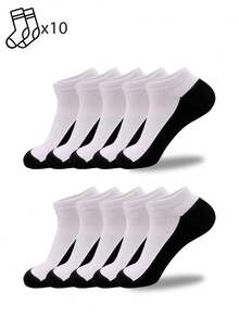 1/5/10 Pairs Men's Colorblock Short Socks, Casual Everyday Home Socks, Simple & Comfortable - Multicolor - View 7