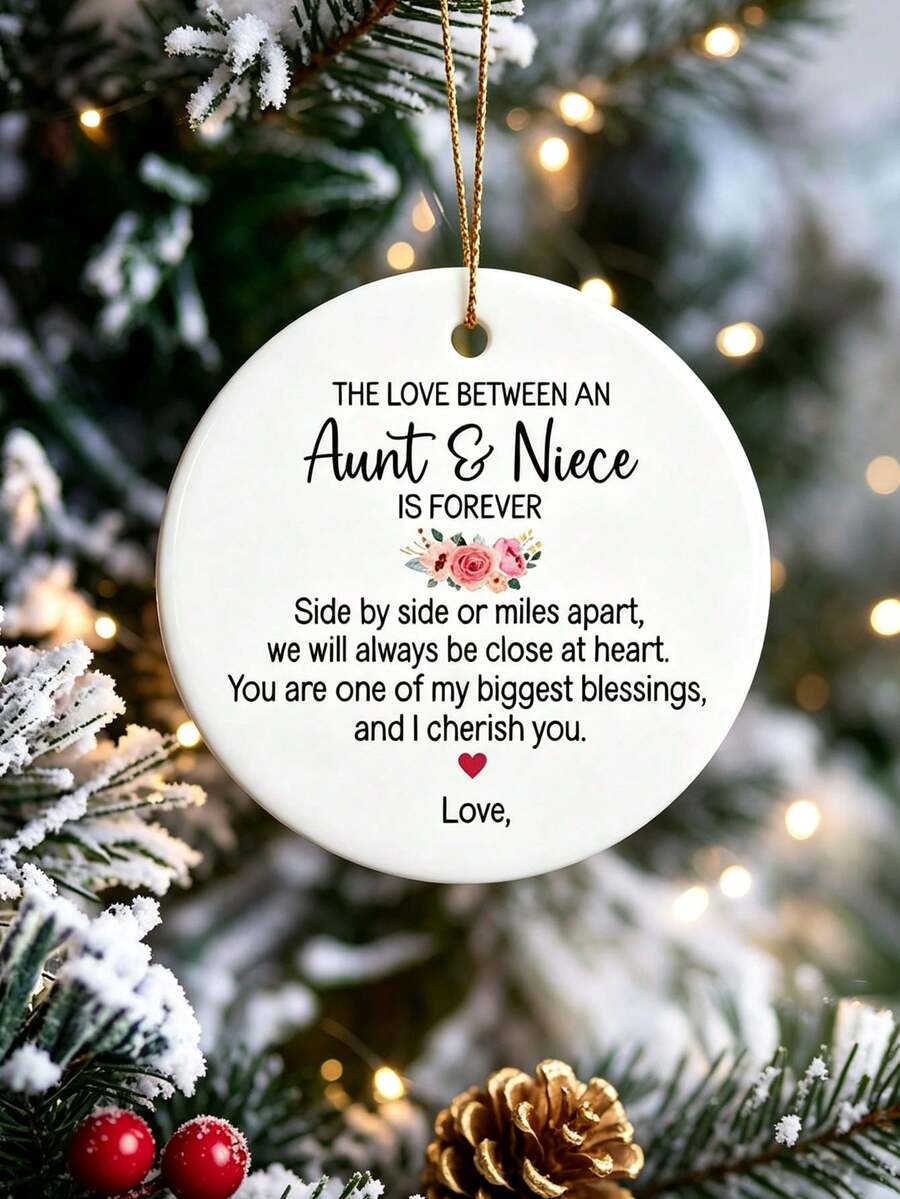 1PC Aunt And Niece Decorative Ornament | Best Aunt Gift, Aunt Mother's Day Gift, Christmas Gift, Acrylic Hanging Decoration - A - View 1
