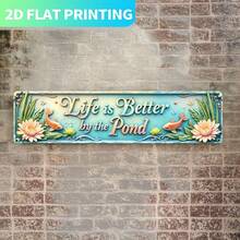 1pc Vintage Style Sign, Size 10x40cm (3.9x15.7in), Printed With "Life Is Better By The Pond" Text. As An Elegant Wall Art Piece, Perfect For Home Decor, Including Bathroom, Kitchen, Office And Cafe - A - View 6