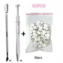 52Pcs Nail Art Sponge Gradient Set, Stainless Steel Double End Cuticle Pusher, Perfect For Nail Salons - Multicolor - View 9