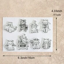 Halloween Clear Silicone Stamps With Pumpkin Ghost Witch Bat Cat Castle Patterns For Scrapbooking, Card Making & DIY Paper Crafts - Halloween-3 - View 22