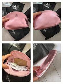 Metallic Pink Shell‑Shaped Cosmetic Pouch Shiny Faux‑Leather Large Capacity Travel Makeup Storage Gift For Women Giorgio Armani Metallic Pink Shell‑Shaped Cosmetic Pouch - Watermelon Pink - View 6