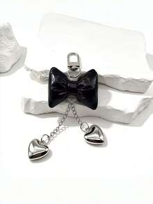 DIY Handmade New Hot-Selling PU Padded Colorful Bow Heart Keychain 1pc, Macaron Style Candy Color Cute Leather Padded 3D Bow Key Pendant, Creative Holiday Gift For Lovers And Friends, Souvenir, Creative Gift For Girlfriend, Holiday Gift, Phone Car Accessory Key Ring, Holiday Creative Small Gift For Giving, Event Gift - Multicolor - View 7