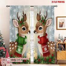 2D平面 2件/組節日窗簾，印有可愛鹿與雪花圖案，非常適合聖誕慶祝活動。這些裝飾品由耐用聚酯纖維製成，適合家庭聚會，能提升臥室與廚房的裝飾氛圍。 - A - 查看 4