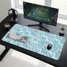 Blue Floral Pattern Gaming Mouse Pad, Non-Slip Rubber Desk Mat, Smooth Gliding Surface, Suitable For PC Laptop Office Home, Natural Abstract Art Decor, Back To School Supplies - A - View 6