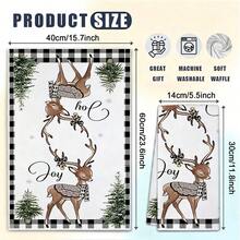 4pcs Kitchen Absorbent Towels, Made Of Polyester Material, Printed With Line Grid Christmas Snowman Pattern, Suitable For Kitchen, Bathroom, Ideal Choice For Housewives And Family Gatherings, High Cost-Performance Home Supplies, Great For Daily Decoration And Room Decor. - Multicolor - View 3