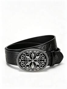 LJSQ 1pc Y2K Skull Demon Print Street Unisex Belt, Gothic Dark Skull Fashion Accessory, Suitable For Daily Casual, Holiday Party, Adjustable - Black - View 1