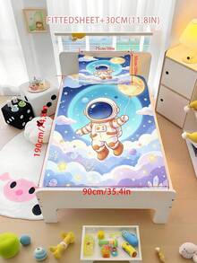 2/3PCS Cartoon Astronaut Fitted Sheet Set Soft Breathable Bedding For All Seasons Twin/Full/Queen 100% Polyester Machine Washable - Multicolor - View 14